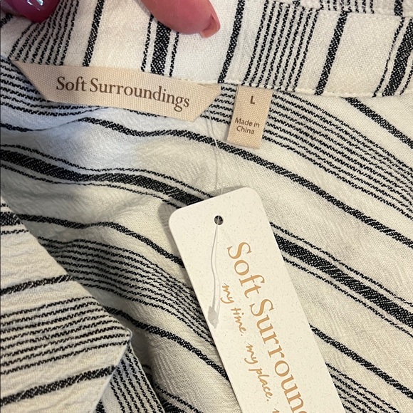 Soft Surroundings Black and White Striped Tunic, NWT, L - Picture 7 of 10